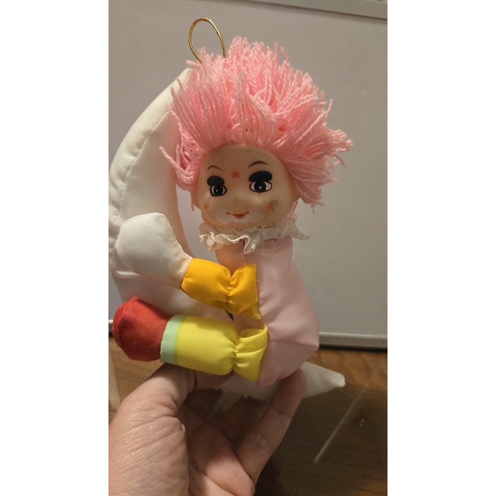 Dan Brechner Moon Baby Clown Vintage Plush Ornament 7" Pastel Doll Rare Nursery
